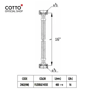 COTTO สายน้ำดีอ่างล้างหน้าสเตนเลสถักยาว 16 18 20 24 นิ้ว