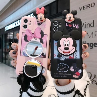 เคสโทรศัพท์มือถือนิ่ม ลายมิกกี้เมาส์ พร้อมกระจก สําหรับ Xiaomi Mi 10T 11 Lite 11T Redmi 9T Note 12 11 10 8 7 9 Pro 10S 9S 9C 9A