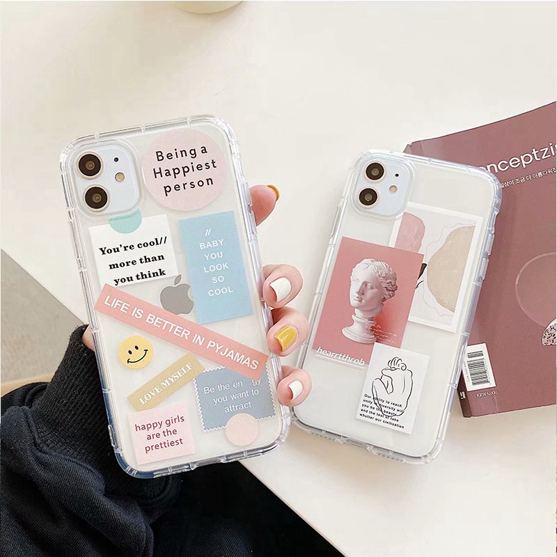 เคสและซองมือถือ【Over 99 baht-26 baht】เคสไอโฟน X Xr Xs Max SE สไตล์มาการอง ฉลาก Soft เคสซิลิโคน Iphon