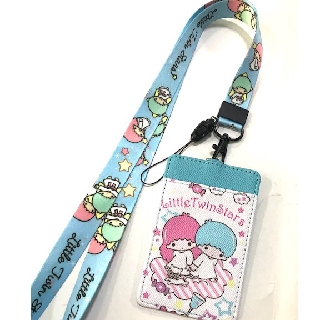 สายคล้องคอ สายคล้องบัตร ที่ใส่บัตร ซองใส่บัตร ที่ใส่บัตร พร้อมสายคล้องคอ ลาย  Little twin stars  สี ฟ้า ขาว งานดี สวยงาม