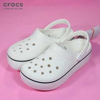 【Box Package】crocs Crocband Clog รองเท้าชายหาดลําลอง พื้นหนา สีขาว แฟชั่นฤดูร้อน สําหรับผู้หญิง