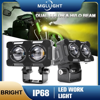 Mgllight ไฟตัดหมอก Led 12V 24V ทรงสี่เหลี่ยม สีเหลืองอําพัน 3 นิ้ว สําหรับรถ Atv Suv