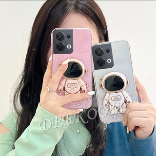 เคสโทรศัพท์มือถือแบบใส OPPO Reno 8 7 6 8Pro 7Z 7Pro 6 6Z Z Pro Find X5 Pro 5G 4G Smartphone Casing Cute Lovely Phone Case with Space Astronaut Stand Holder Glitter Clear Back Cover Reno8 Reno7 Reno6