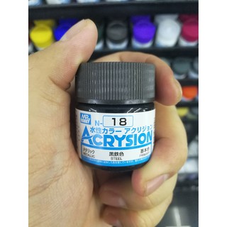 สีสูตรน้ำ Mr.Acrysion Color N18 STEEL (Metallic) 10ml