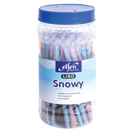 ELFEN LISO SNOWY ปากกาลูกลื่น แพ็ค50ด้าม สีน้ำเงิน.