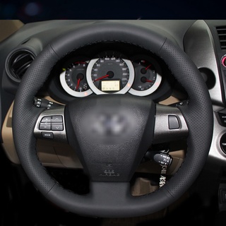ปลอกหนังหุ้มพวงมาลัยรถยนต์ สีดํา สําหรับ Toyota Corolla RAV4 Auris Wish Vanguard Voxy 2010-2013