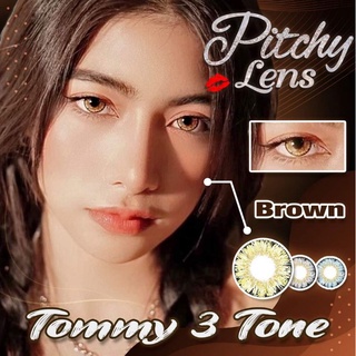 คอนแทคเลนส์ รุ่น Tommy 3 tone ยี่ห้อ Pitchylens ตาโต สีตาล มีค่าสายตา