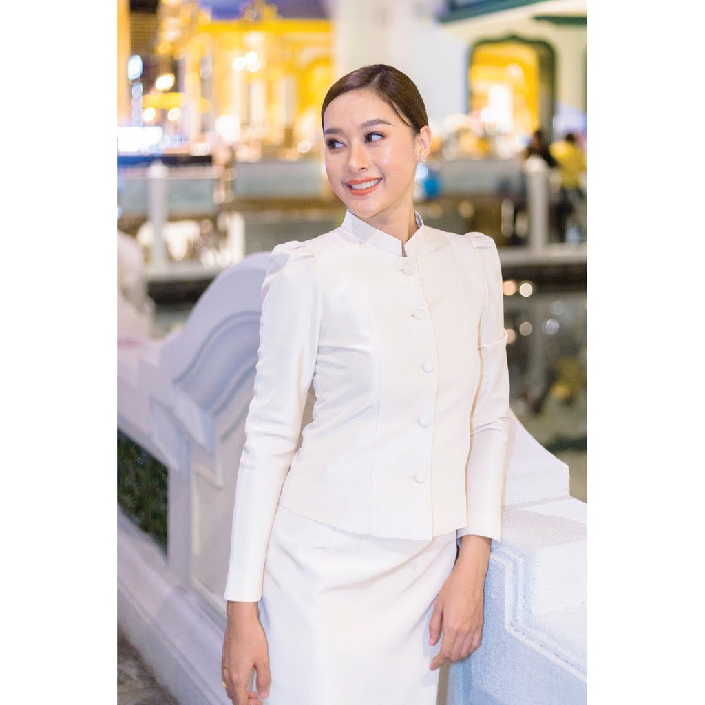 Carisa ชุดเซ็ต ชุดไทย ไทยจิตรลดา บ่ายก พร้อมผ้าถุุง เนื้อผ้าไหมญี่ปุ่น [5611]