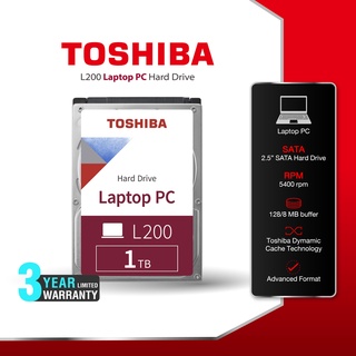 Toshiba HDD Notebook (1TB) SATA 2.5 รุ่น (L200) HDWL110 :5400RPM C/B 128MB Internal Harddisk โน็ตบุ๊ค