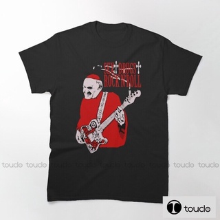 GILDAN ใหม่ เสื้อยืดผ้าฝ้าย แขนสั้น พิมพ์ลาย Sex Drugs And Rock N Roll Pope สําหรับผู้ชาย