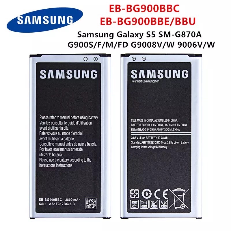 แบตเตอรี่แท้ สำหรับ Samsung Galaxy S5 SM-G870A G900S/F/M/FD G9008V/W 9006 V/W NFC EB-BG900BBC EB-BG9