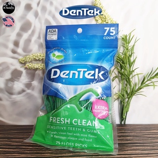 [DenTek] Fresh Clean Floss Picks Sensitive Teeth &amp; Gums Mouthwash Blast 75 Count ไหมขัดฟัน