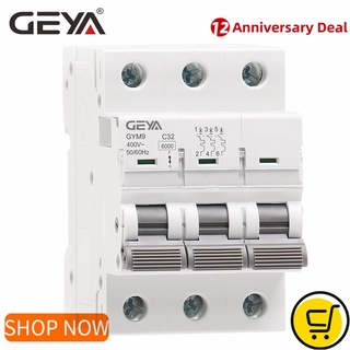 GEYA GYM9 3P MCB 6A-63A 6KA Mini disyuntor Din Rail Circuit Breaker 6A 10A 16A 20A 25A 32A 40A 50A 63A AC Type MCB 400V