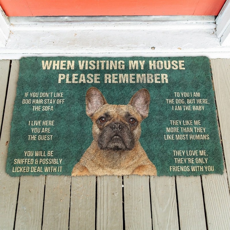 3D โปรดจํา French Bulldog สุนัขกฎบ้านพรมเช็ดเท้าลื่นประตูแผ่นปูพื้นตกแต่ง Porch พรมเช็ดเท้า