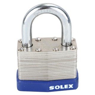 กุญแจสปริง SOLEX LAMINATED 50 มม. สีเงินPADLOCK SINGLE SOLEX LAMINATED 50MM SILVER