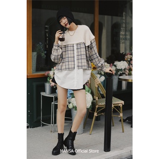 MANSA knitted plaid shirt เสื้อถักลายสก๊อต เสื้อโอเวอร์ไซส์