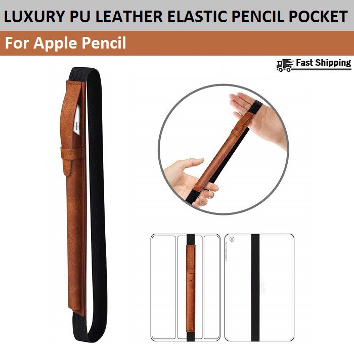 Qcase-เคส สำหรับ ใส่ปากกา Pencil - PU Leather Elastic Pencil Pocket Sleeve Detachable Pouch Cover for Pencil