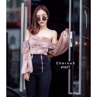 Feminine_Koncept เสื้อครอป สายเดี่ยว เพชร กำมะหยี่