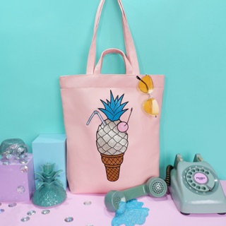 Pineapple icecream leather totebag