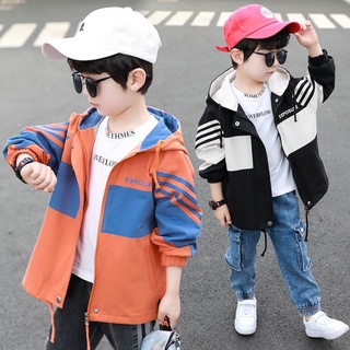 ✨✨【พร้อมส่ง】HiGoBaby (จุด) เสื้อแจ็คเก็ตเด็กฤดูใบไม้ผลิและฤดูใบไม้ร่วงเสื้อผ้าเด็กใหม่ hooded coat windbreaker เยาวชนสบายๆเด็กยาว 4-12Y