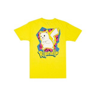 RIPNDIP เสื้อยืดคอกลม รุ่น  CATCH EM ALL TEE  สีเหลือง - (ร้าน SEEK)