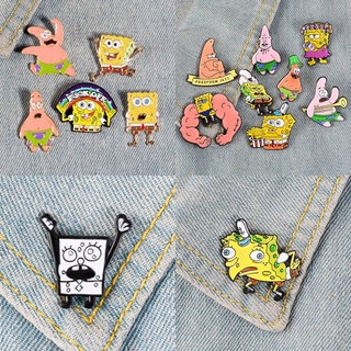 Spongebob SquarePants เข็มกลัด โลหะผสม หลอก สร้างสรรค์ ป้ายเคลือบ สําหรับกระเป๋าเป้สะพายหลัง และเสื้อผ้า ตกแต่ง