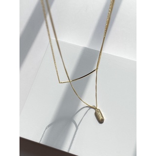 [all silver 925] hoo.stores Double Layer Gem Necklace(18k gold plated) สร้อยคอเลเยอร์ สร้อยคอพร้อมจี้ สร้อยคอเงินแท้s925