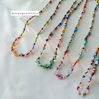 สร้อยคอลูกปัดสีสดใส Summer Bead สร้อยใส่ไปทะเล - หินแตก หินสี หินนำโชค Boho Tinypearlxoxo N1064