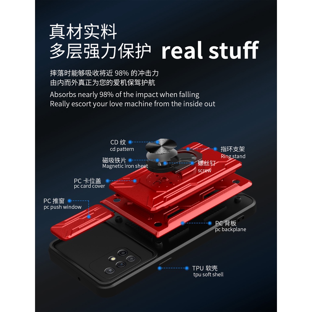 Luxury Shockproof Armor Case Samsung Galaxy A71 A51 A31 A21S A50S A30S A20S A10S A50 4G Card Holder Stand Cover ราคา ถูกที่สุด ดีลบีเคเค แกลเลอรีภาพที่ 6