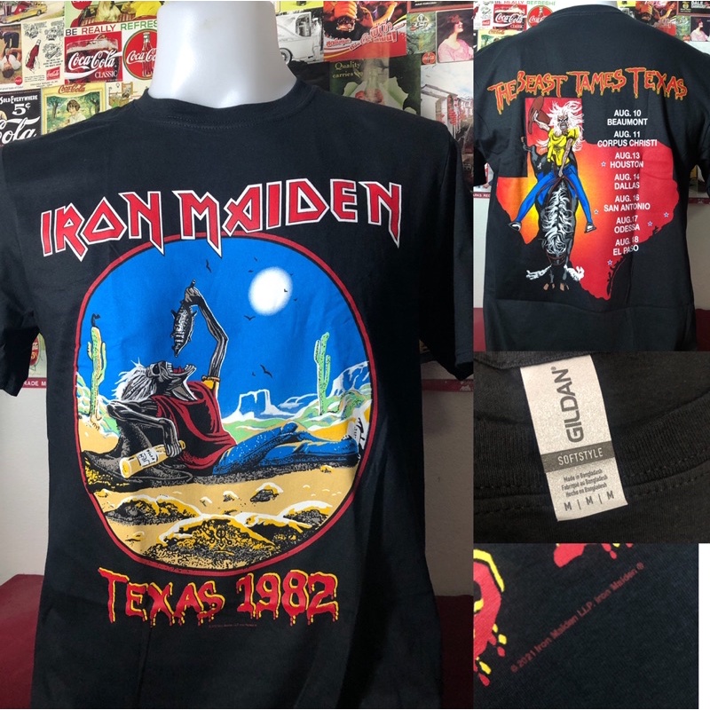 Iron Maiden  Texas 1982  เสื้อยืด เสื้อวง ลิขสิทธิ์แท้