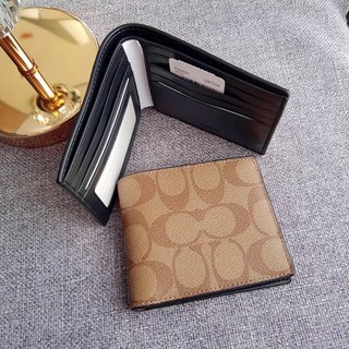 WALLET IN SIGNATURE CANVAS  (COACH F66551) QB/TAN