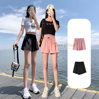 PI001 TARA Short pants กางเกงขาสั้น ทรงสปอร์ต ไม่มีกระเป๋าข้าง เอวยางยืด ผ้าไหมอิตาลี ใส่สบาย ไม่ร้อน