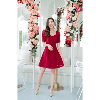 ‼️SALE‼️ Luccy Buttom Dress สีแดงไวน์