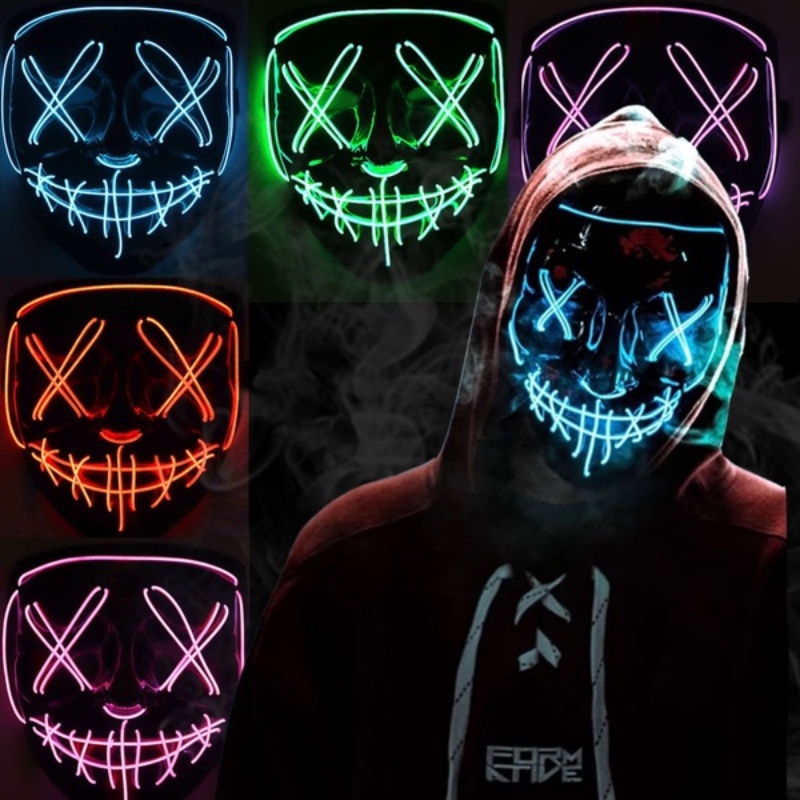 ฮาโลวีนไฟ LED Mask Up หน้ากากตลก The Purge การเลือกตั้งปีที่ดีสําหรับของขวัญคอสเพลย์