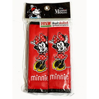 ลิขสิทธิ์แท้ มินนี่เมาส์ แพ็คคู่ หุ้มเบลท์รถยนต์ หนังเทียม สีแดง Minnie Mouse Seat Belt Cover Shoulder Pad