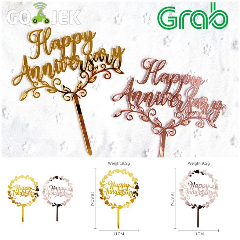 LUXURY GOLD ACRYLIC HAPPY ANNIVERSARY CAKE TOPPER