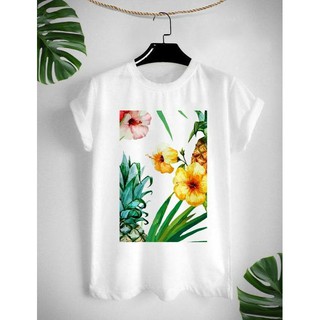 เสื้อยืดสกรีน Tropical ใส่สบาย ไม่ยืด ไม่ย้วย สีสันสดใส