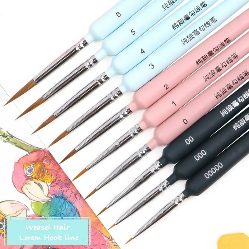 Thai ONLY 10 ชิ้นประเภทปากการ่างเส้นสีน้ำผมนุ่มภาพวาดสีน้ำมัน Extra Fine ขนพังพอนมือพู่กันระบายสีอคลีลิกสีน้ำภาพวาด