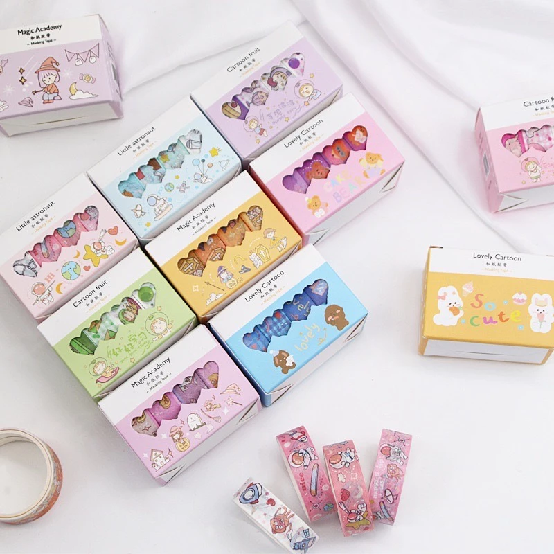 เทปตกแต่ง 1-4 ม้วน แม่มด หมี แมว นักบินอวกาศ วาชิเทป Washi tape DIY ตกแต่ง สติ๊กเกอร์ เทป อุปกรณ์การเรียน เครื่องเขียน