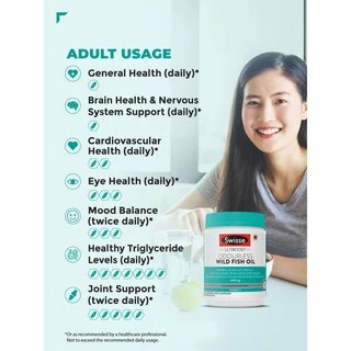 Swisse Ultiboost Odourless Wild Fish Oil 1500mg 400 Capsules น้ำมันปลาชนิดไร้กลิ่นคาว บำรุงสมอง ลดไขมันในเส้นเลือด
