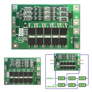 3 วินาที 12.6 โวลต์ 60A 18650 Li-Ion แบตเตอรี่ลิเธียม BMS คณะกรรมการคุ้มครองที่มีความสมดุลสำหรับเจาะมอเตอร์