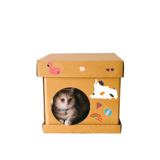 KAFBO CUBE ALOHA CAT Sticker กล่องบ้านแมว สติ๊กเกอร์ลายแมว3สี