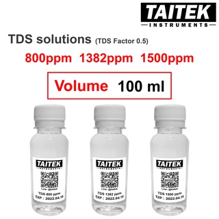 น้ำยามาตรฐาน TDS Solution TDS factor 0.5 ค่า 800 1382 1500 ppm(mg/L) สำหรับปรับเทียบ คาลิเบรทเครื่องวัด TDS (100 mL)