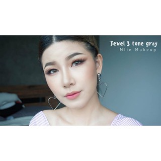 1 คู่ บิ๊กอาย สีเทา ขอบวิ้งค์ สายฝอ ในตามประกายสวย Jewel 3tone Gray by Pitchylens ขนาด 14.5 ค่าสายตาปกติ