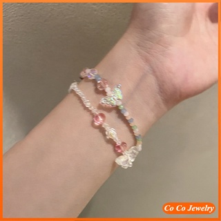 Cocojewelry สร้อยข้อมือ ประดับลูกปัดผีเสื้อ หลากสี สามารถปรับได้ แฟชั่นฤดูร้อน สําหรับผู้หญิง