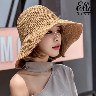 Ellastore123 หมวกกันแดด สีพื้น น้ําหนักเบา ล้างทําความสะอาดได้ สําหรับผู้หญิง