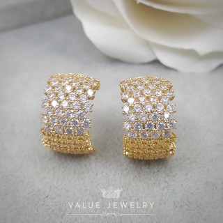 ER1127 Value Jewelry ต่างหูแฟชั่นประดับเพชร CZ (Gold plated)