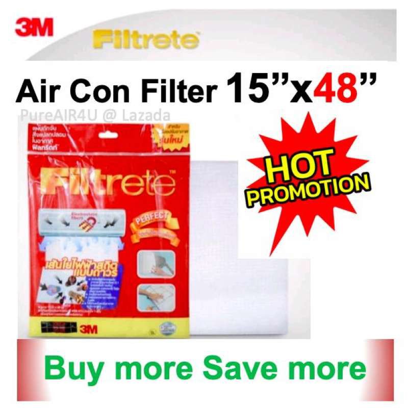 👍ถูกที่สุด💥 แผ่นกรองอากาศ 3M Filtrete ขนาด size 15” x 48” Aircon Filter 3M ฟิลทรีตท์ แผ่นดักจับสิ่งแปลกปลอมในอากาศ