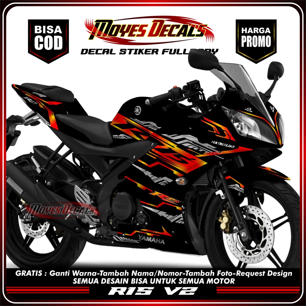 - Full Body Sticker R15 V2 Motorcycle Sticker R15 V2 Fullbody 5 สี - Matrixline Motif Sticker Decal 