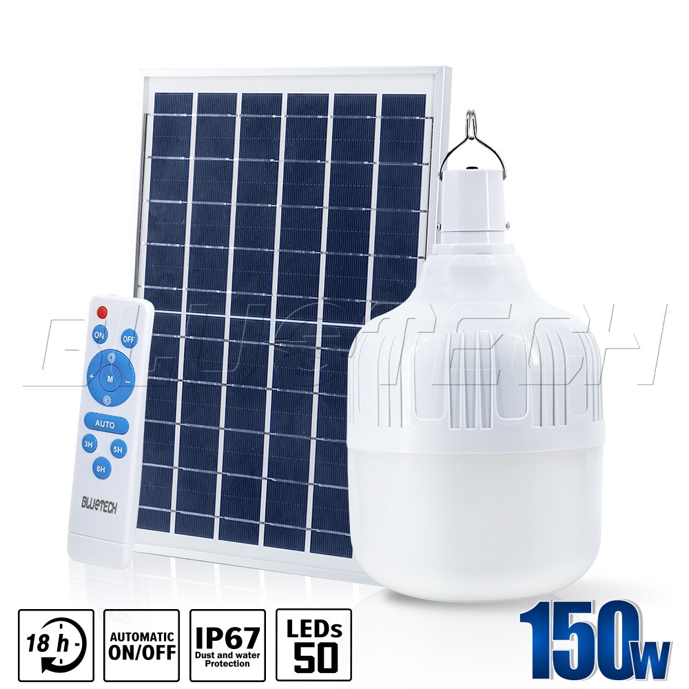 Bluetech USA ไฟตุ้ม ไฟโซล่าเซลล์ ไฟตุ้มโซล่าเซลล์ Solar Light Solar Cell ขนาด 150วัตต์ สี ขาว (White